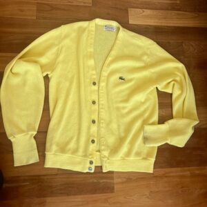 Yellow vintage izod Lacoste cardigan sweater cardigan